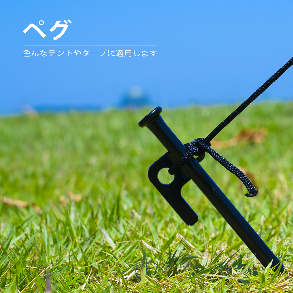 ペグ 20cm 強靭 スチールペグ キャンプ テント タープ 設営 レーザー溶接 伸線加工 防錆塗装  401401001