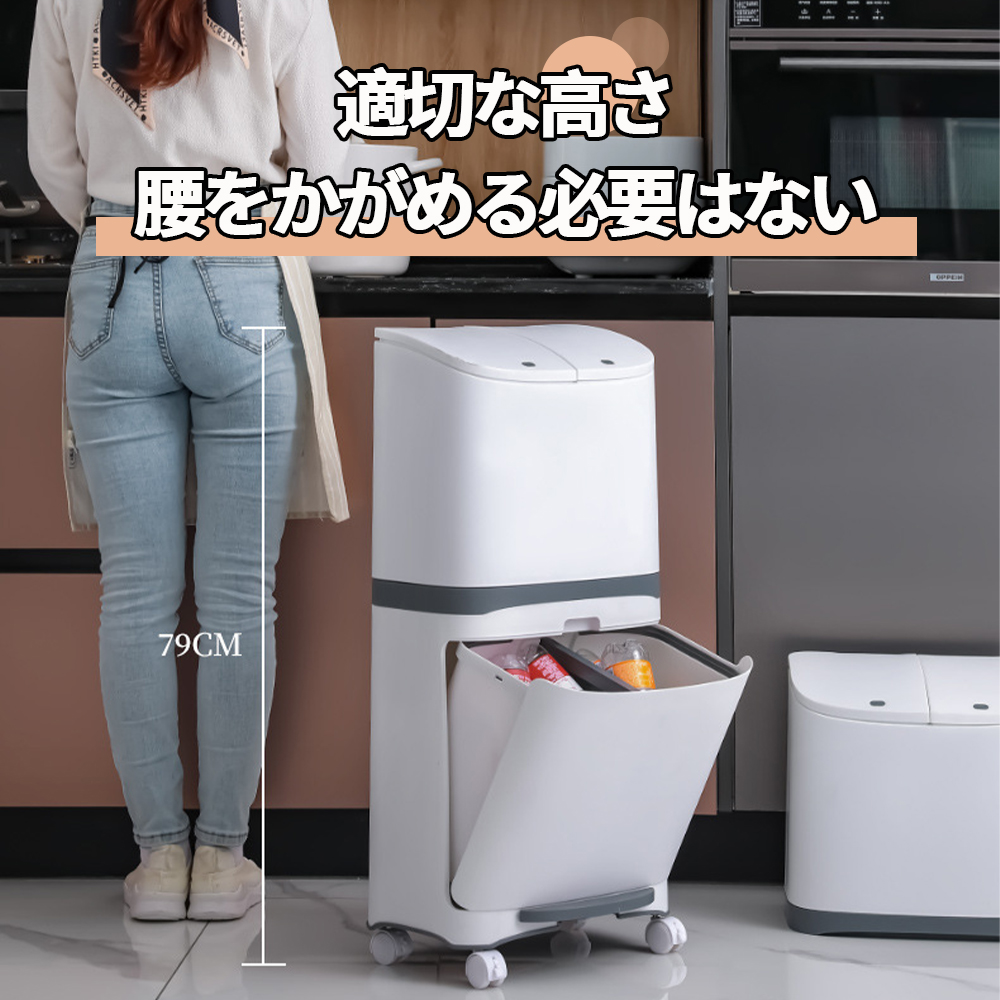 ゴミ箱 45L袋可 45リットル袋可 おしゃれ フロントオープン 分別 ダストボックス 積み重ね キッチン スリム シンプル 大容量 ふた付き 縦型 カウンター下 C-38 