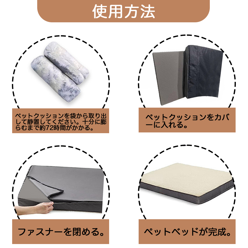ペットベッド ペットクッション M 長方形 ペットソファー 犬 ベッド 猫ベッド 枕付き 高反発 取り外せるカバー 滑り止め 防水 洗える 犬用ベッド  4571558672798   4571558672828   4571558672859    4571558672880