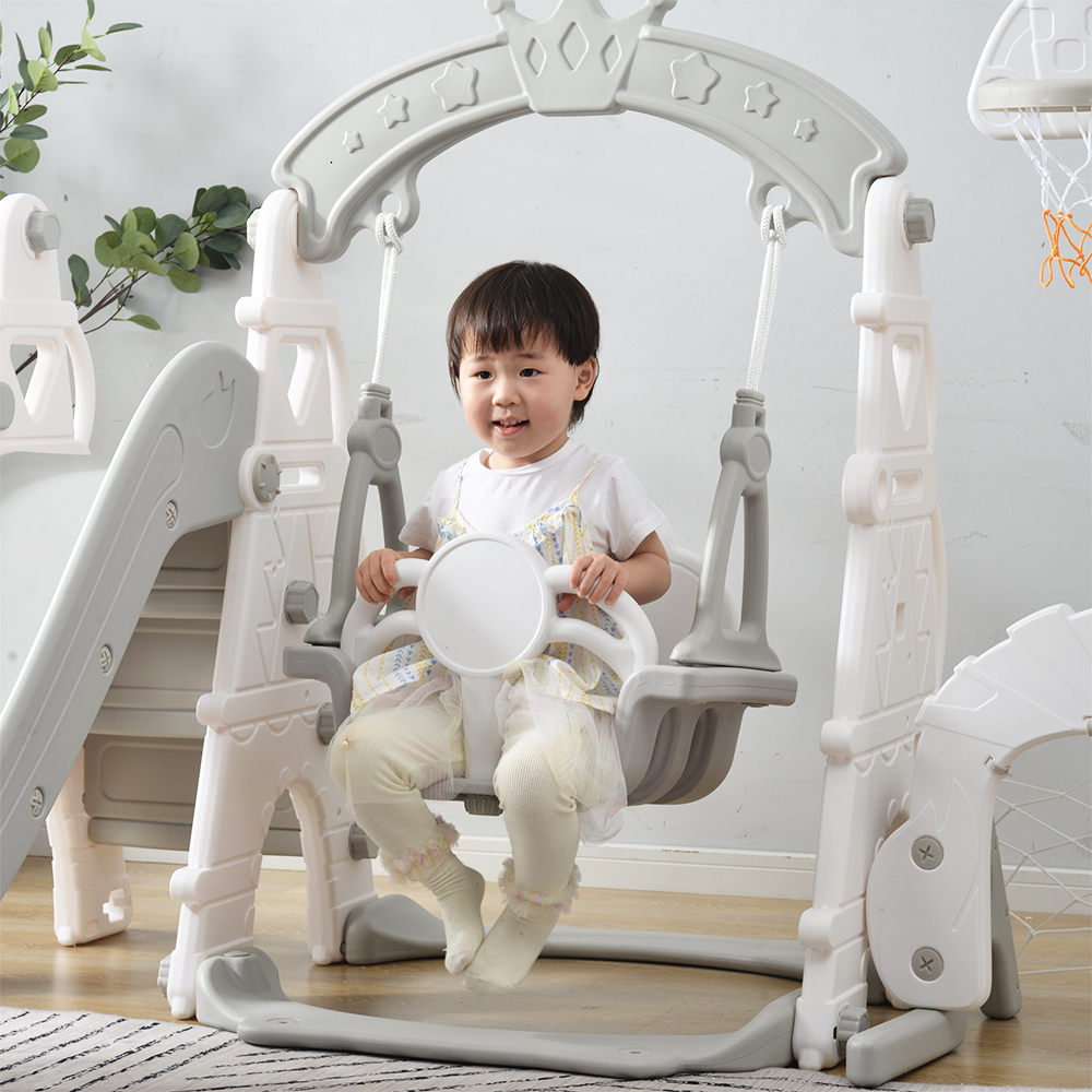 滑り台 すべり台 ブランコ 室内 バスケットボール サッカーゴール 遊具 室内遊具 大型遊具【ピンク×グレー】 WF281859CAA