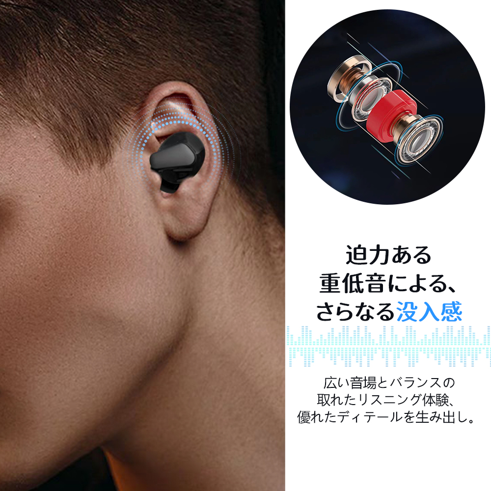  ワイヤレスイヤホン bluetooth イヤホン 高音質 EDR搭載 iPhone Android  bluetooth5.3 自動ペアリング 長時間再生 Type‐C充電 IPX4防水 AAC対応 片耳 通話  A-06