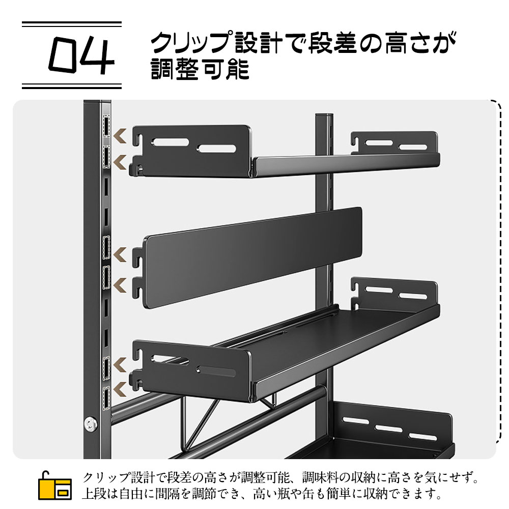 キッチン収納棚 調味料棚   キッチンラック  調味料ラック 三層 台所収納 キッチン収納 卓上収納 調味料収納 防汚 防油   VB-01