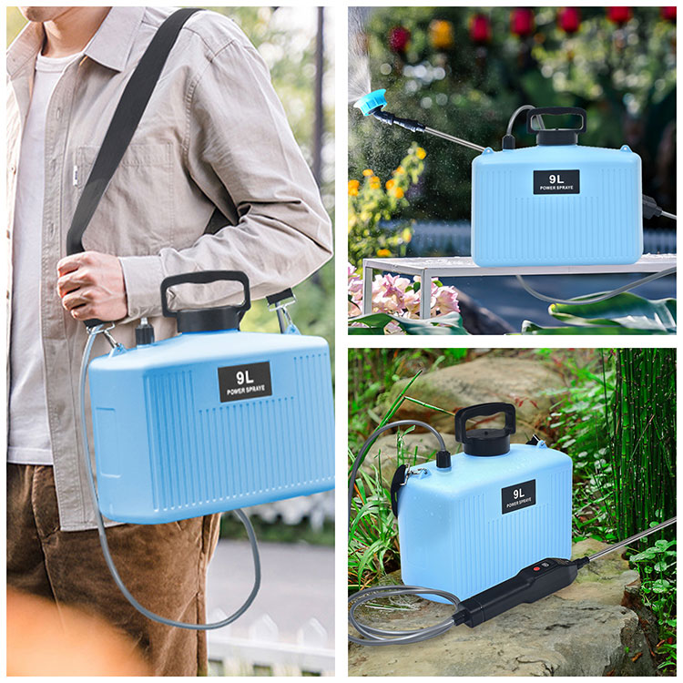 電動噴霧器 充電式 ノズル4種 タンク容量 9L 伸縮自在 ワンタッチ 簡单操作 4000mAhバッテリ一 USBケ一プル付き 水やり 農薬散布 消毒 殺虫   wk017