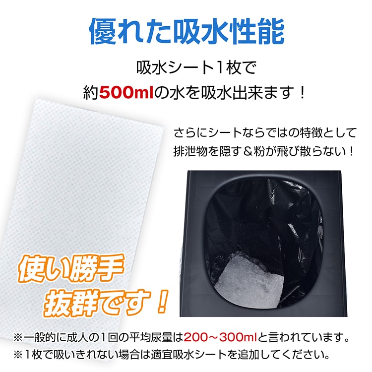 簡易トイレセット 携帯トイレセット 60回分 手袋100枚付き 消臭吸水シート 優れた吸水性 臭い漏れを防ぐ 長期保存 非常用品 災害時 緊急時 停電 断水 地震 台風 豪雨 bs004