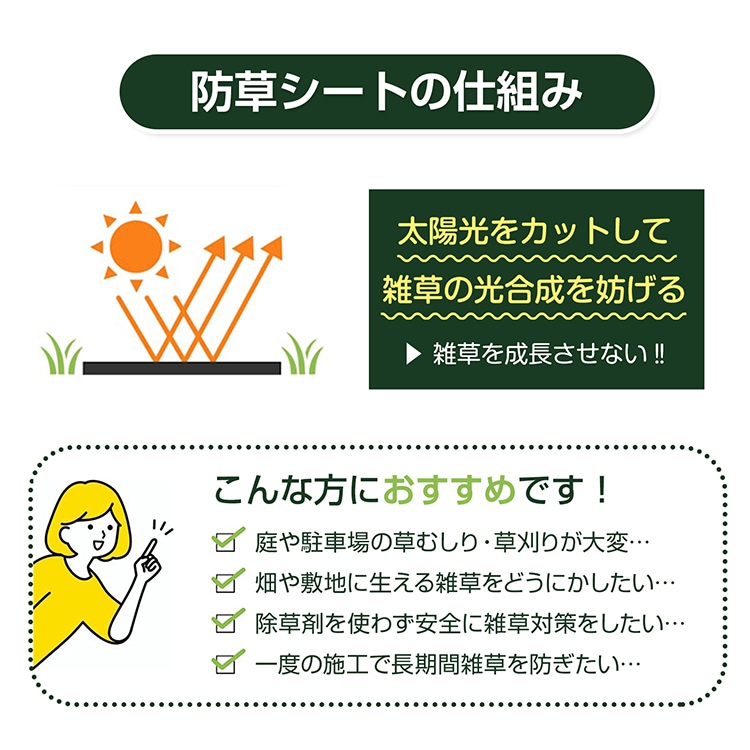防草布 1米*30米 3mm 超厚 手 遮光率99% 耐用年数10年以上 环境友好 园艺用品 农业工具 停车场 庭院 工地 甲板下   gd008-30