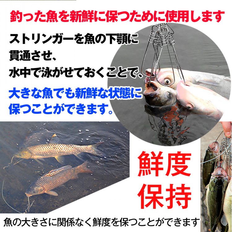 绳索 5个套装 带钢丝绳 防锈 钩子最多可连接5条鱼 渔具 钓鱼装备 露营 水上运动 ad139