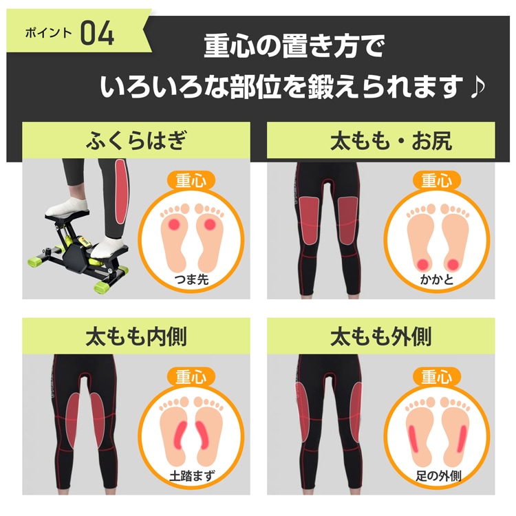 ステッパー 4WAY 静音設計 連続使用時間120分 運動不足解消 省スペース 自宅運動 ダイエット 有酸素運動 筋トレ 体幹トレーニング  太もも ウ工ス卜 ヒップライン 初心者 上級者   de143