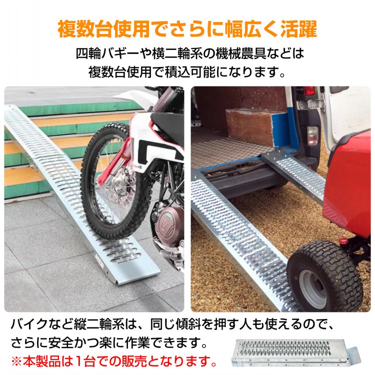 ラダーレール アルミ スロープ 折りたたみ式 滑り止め 耐荷重 軽量 車用 バイク用 ee387