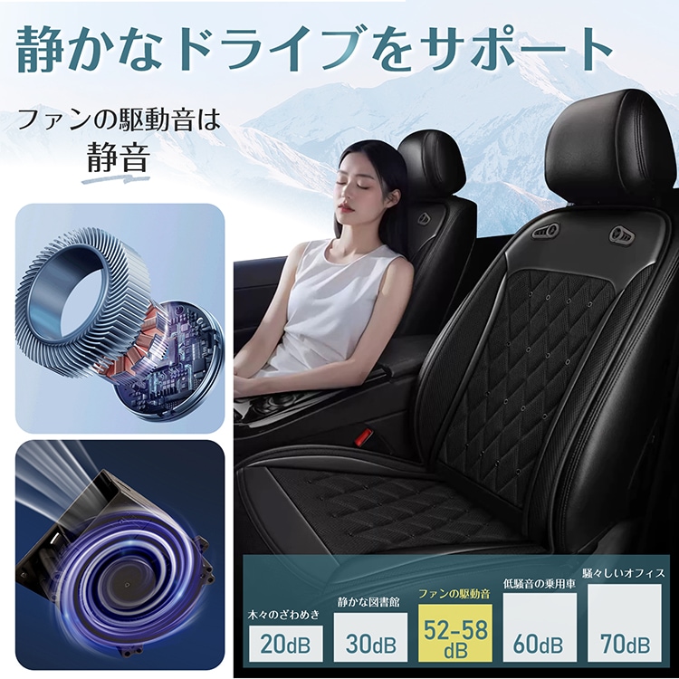 シートクーラー クールカーシート 座面 背面 静音 風量調整可 強力ファン 夏快適ドライブ 通気性 自動車 トラック 蒸れ防止 熱中症予防 猛暑対策  ee388