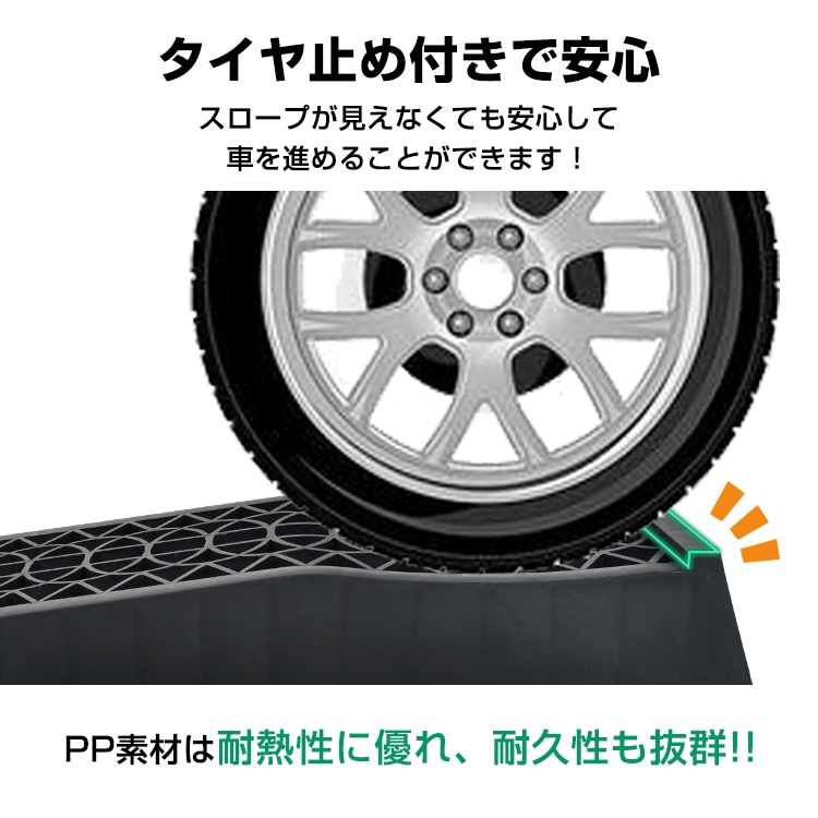 カースロープ 2個セット タイヤスロープ タイヤ止め スリップ防止 耐荷重約5t 坂の角度8.5°  ローダウン車対応 最大約62mmUP    ee362