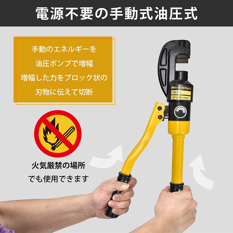鉄筋カッター レバーカッター 手動式 油圧式 切断能力8t 切断範囲4~1 6mm 電源不要 専用ケース付き 鉄筋切断 作業 工具 鉄工 建築 土木    wk011