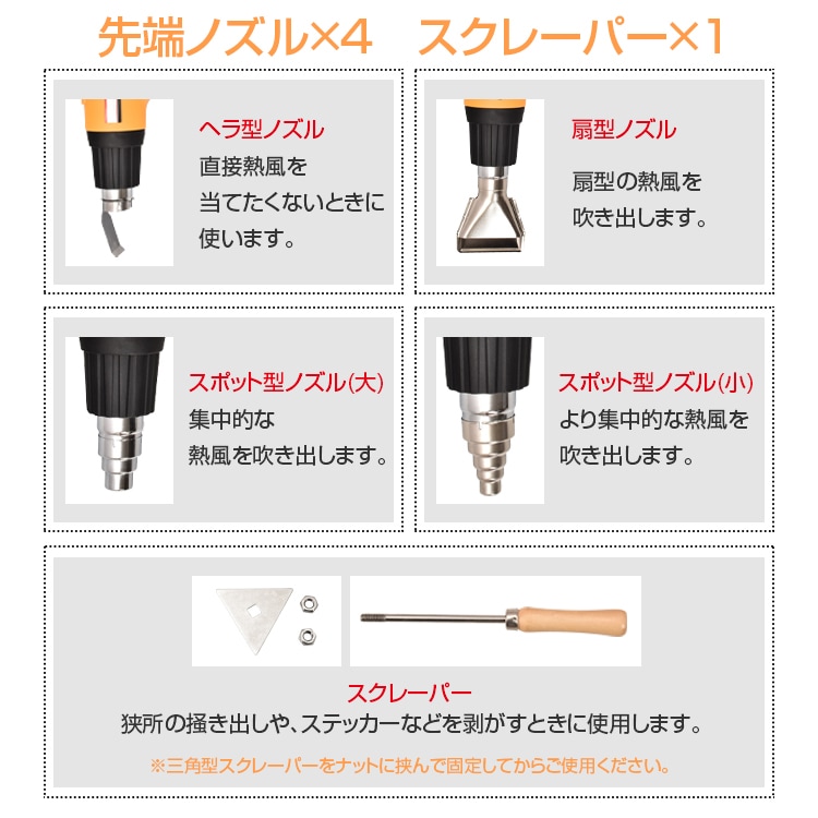 ヒートガン 2段階調温可 600℃/300℃ 2段階風量 塗装の乾燥 ステッカーの剥離 塩ビパイプの溶接·加工 熱処理作業 DIY 初心者 女性   sg010