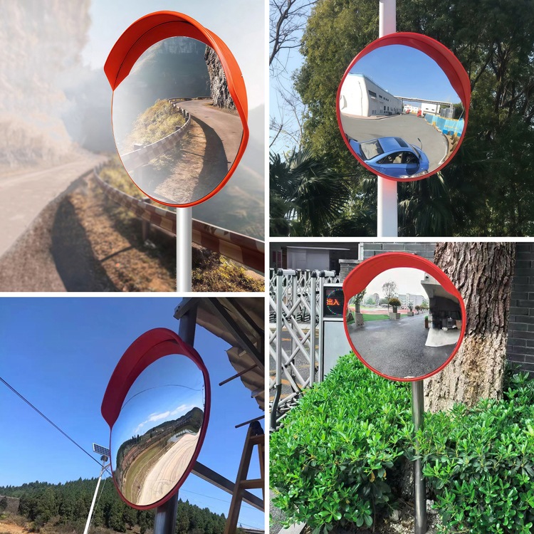 カーブミラー 道路反射鏡 ガレージミラー 丸型 鏡面42cm 角度調整可能 支柱取付け金具付き 軽量 事故防止 安全確保  交差点 車庫 駐車場 曲がり角 工場 倉庫    ee279