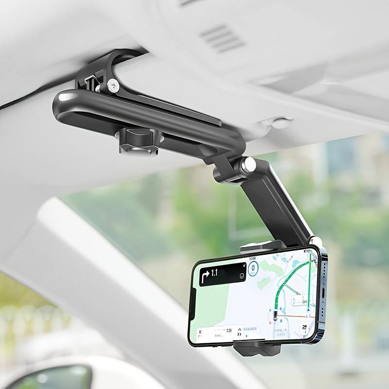 1080° 回転式 サンバイザー 車載電話ホルダー、耐久性のある ABS 素材、寝室、キッチン、車載用調整可能マウントTEMU-0534-A