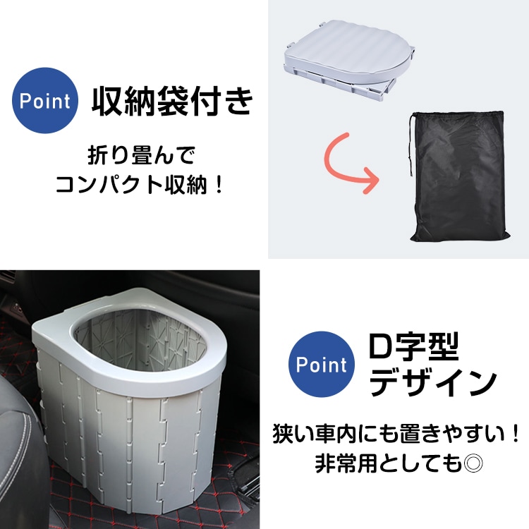 簡易トイレ 携帯トイレ 車載トイレ 12回分 折りたたみ式 便座一体型 凝固剂x12 排出物袋 水洗い可能 超軽量 防災グッズ 非常用 災害 緊急時 断水 交通渋滞 アウトドア キャンプ 登山   ny564