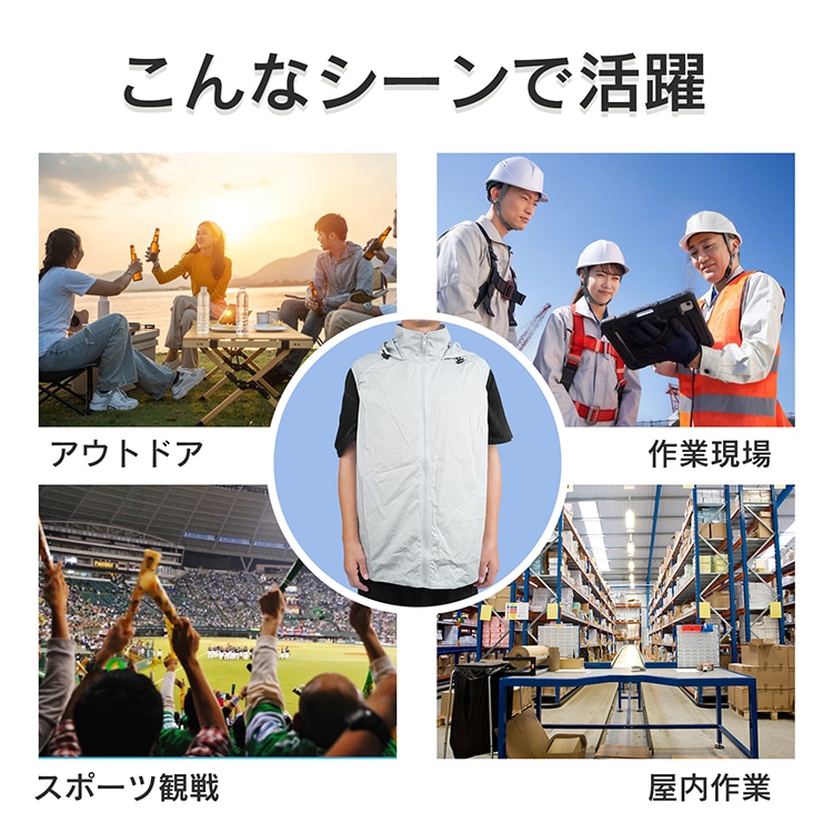 空調作業服 ファン付き 夏用 冷却服 熱中症対策 軽量 快適 通気性 USB充電 長時間稼働 ap151-f