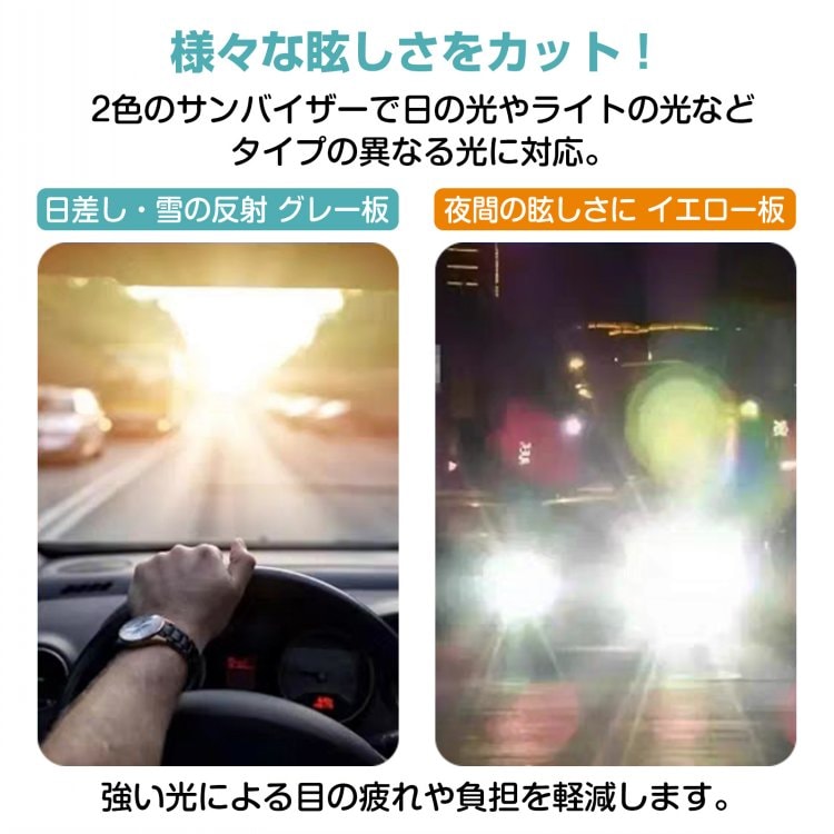 車サンバイザー UVカット 眩しさ軽減 180°角度調筋 昼夜兼用 日差し 雪の反射 対向車のライト 車内用品  軽自動車 SUV   ee420