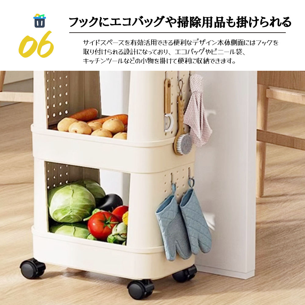 ゴミ箱 多機能 ふた付き キャスター付き 縦型 大容量 キッチンワゴン 小物入れ 省スペース スリム キッチン 洗面所 リビング  新生活 収納整理 FB-03