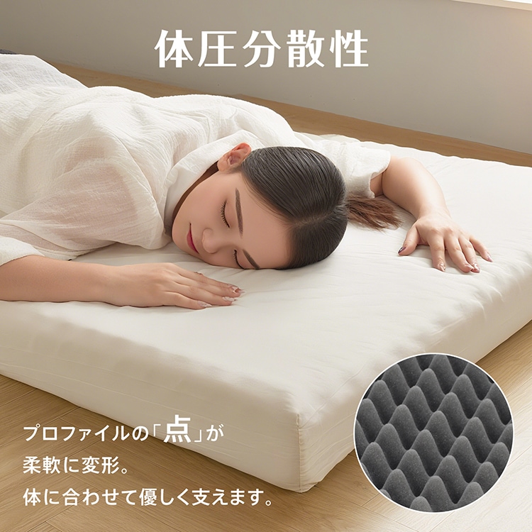 高反発マットレス 折りたたみ 三つ折り 厚さ10cm 170N 体圧分散 洗えるカバー付き 消臭 敷布団 セミシングル   in059-ss