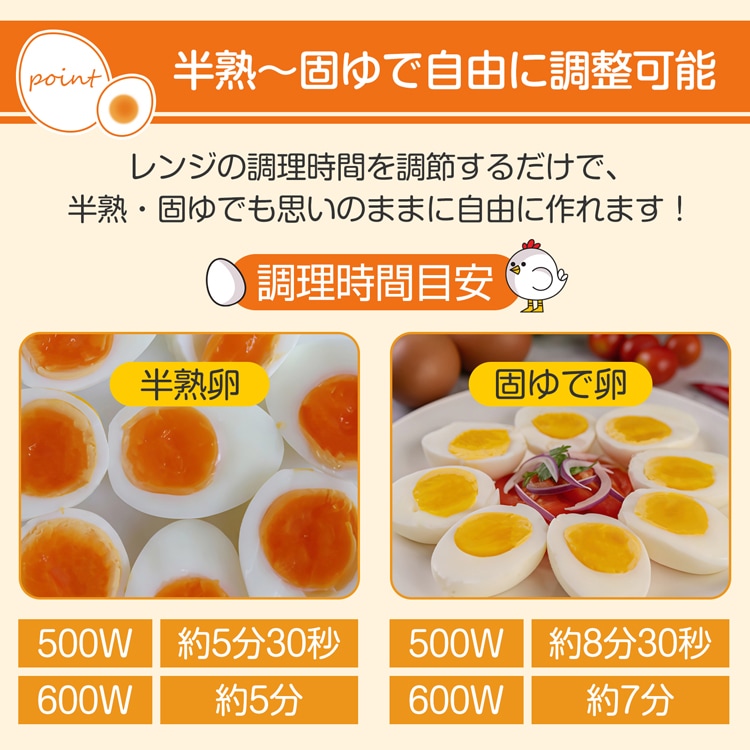 ゆでたまご器 4個  ゆで卵メーカー 卵蒸し器 電子レンジ 丸洗いOK 半熟～固ゆで調整可能 簡単 安全 にわとりの形 調理用品 おしゃれ かわいい  in051
