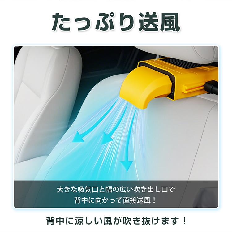 車載扇風機 座席ファン 車載ファン USB給電 背中/後部座席対応 3段階風量 简单取付 電源コード約172cm ドライブ 長時間運転 暑さ対策 蒸れ解消   ee421