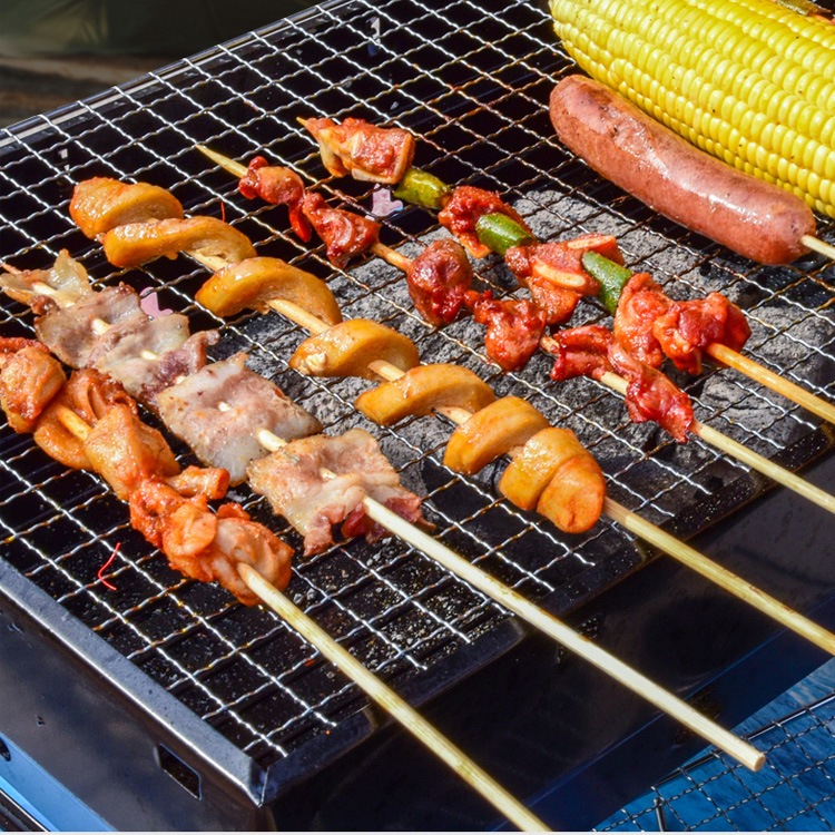 バーベキューコンロ 卓上 BBQコンロ 折りたたみ式 グリル バーベキュー網付き 取っ手付き 持ち運び便利 アルミ製 BBQ キャンプ アウトドア   ad213