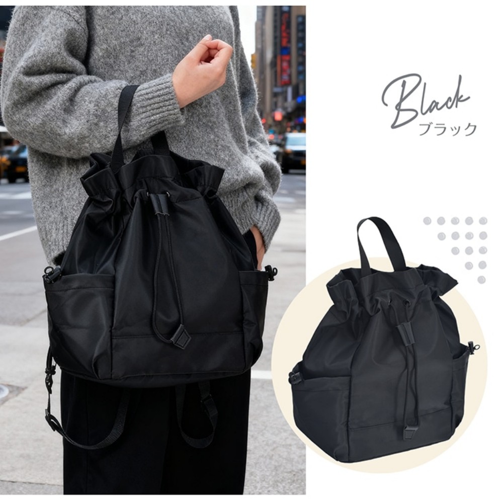 バックパック ショルダーバッグ リュックサック 手提げ 4WAY 内ポケット付き スナップボタン付き 絞り付きポゲット 大容量 多収納 通勤 通学 おしゃれ カジュアル リラックス     sh018
