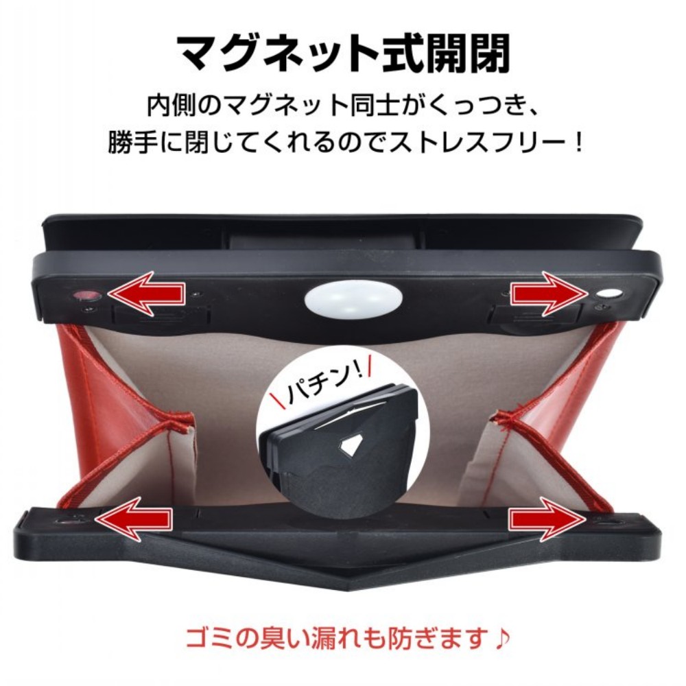 車用ゴミ箱 ダストボックス ゴミ袋付き LEDライト付き マグネット式開閉 自動点灯 オシャレ 運転席/助手席の後る 座席の足元 後部座席 小物入れ 車用品 カー用品    tkee003