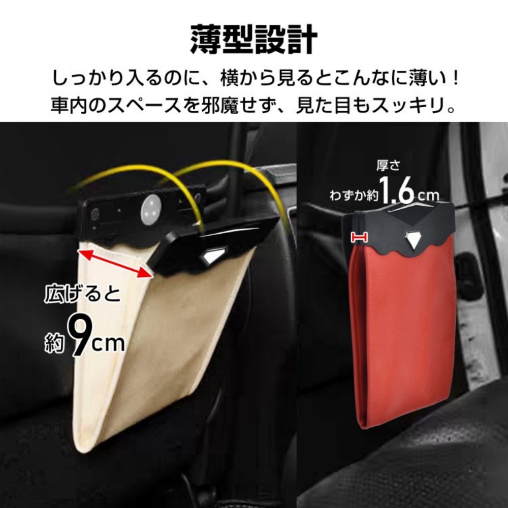 車用ゴミ箱 ダストボックス ゴミ袋付き LEDライト付き マグネット式開閉 自動点灯 オシャレ 運転席/助手席の後る 座席の足元 後部座席 小物入れ 車用品 カー用品    tkee003