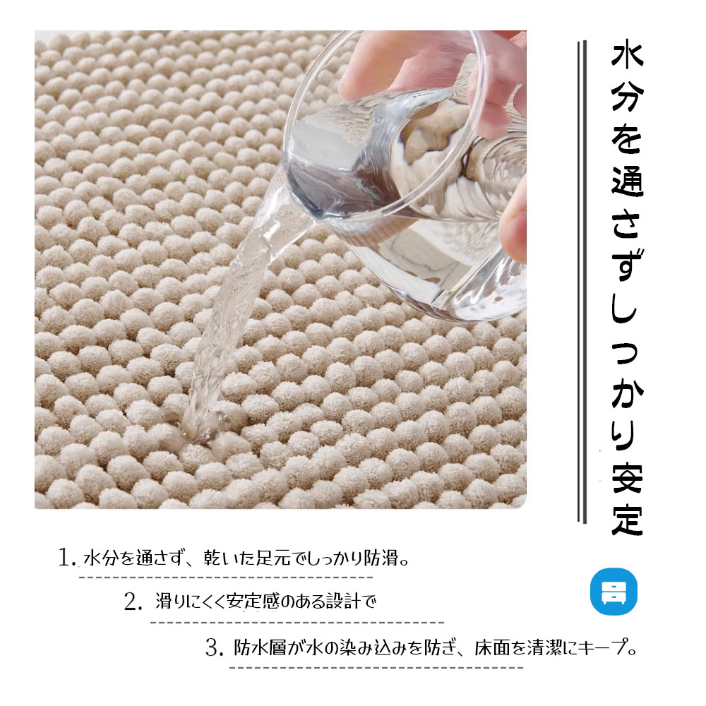 バスマット 足ふきマット マット 40*60cm 瞬間吸水 吸水 速乾 滑り止め やわらかい ふわふわ もこもこ 洗える お手入れ簡単 丸洗い可能 大きいパイル 浴室 洗面所 シャワー お風呂   VB-03