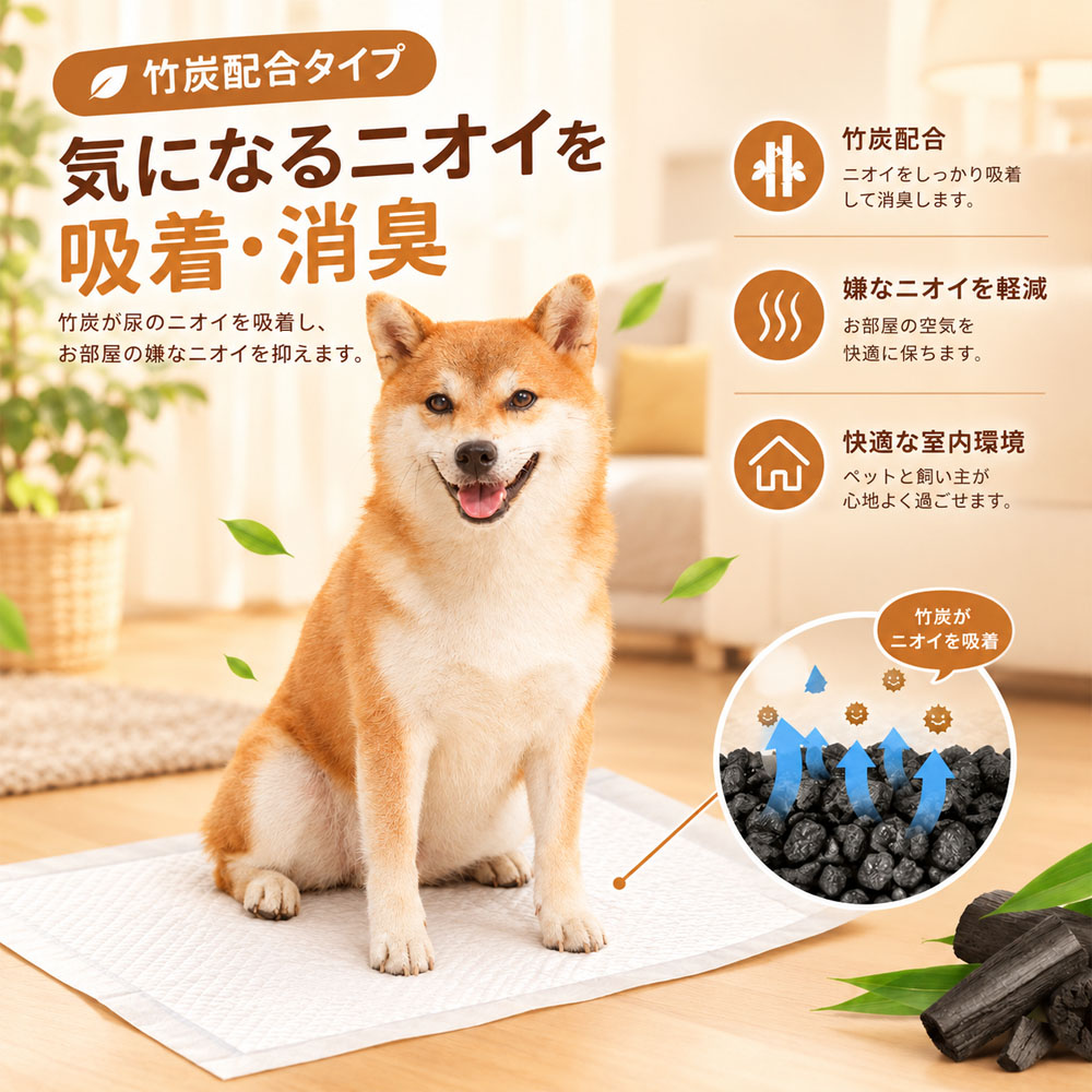 ペットシーツ 犬用 トイレシート 高吸収 素早く吸収 防漏 消臭 竹炭配合 高分子吸収材 逆戻りしにくい 使い捨て 衛生的 尿臭対策 トイレトレーニング 多頭飼い お留守番 お出かけ 旅行   CKHC-07