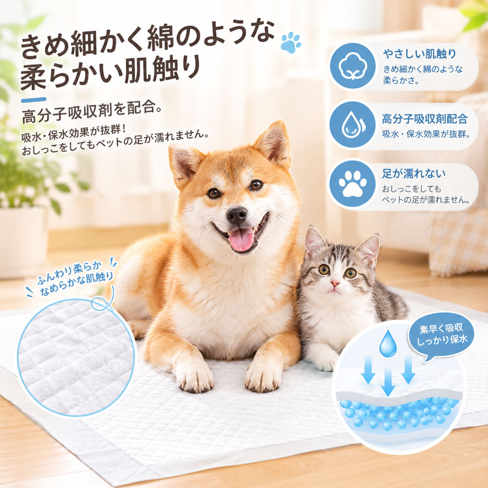 ペットシーツ 犬用 トイレシート 高吸収 素早く吸収 防漏 消臭 竹炭配合 高分子吸収材 逆戻りしにくい 使い捨て 衛生的 尿臭対策 トイレトレーニング 多頭飼い お留守番 お出かけ 旅行   CKHC-07