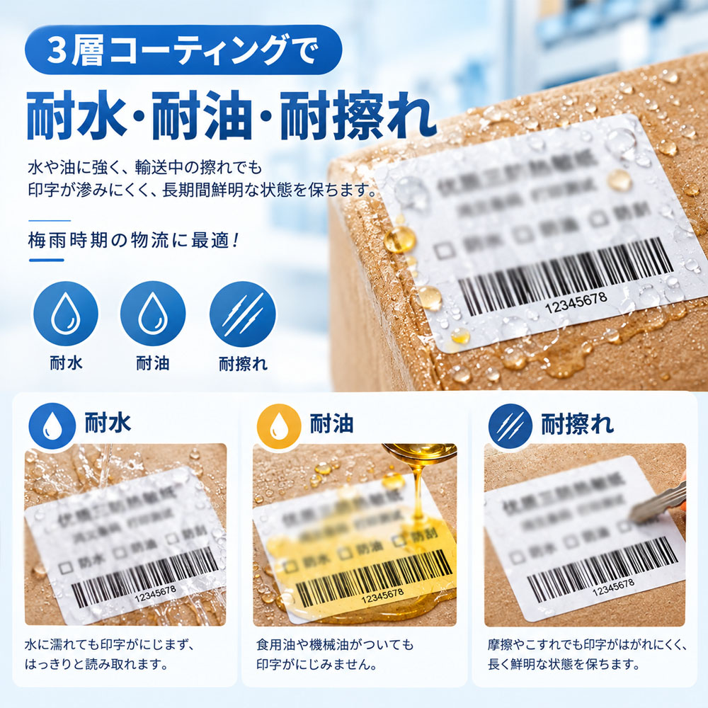 サーマルラベル用紙 感熱ラベルロール 感熱紙 500枚/巻 配送ラベル ラベル用紙 鮮明な印字 高い粘着力 剥がれにくい 耐水 耐油 擦れに強い 強粘着 糊残りが少ない 100×100mm 100×150mm 物流 倉庫 出荷作業 オフィス   CKHC-04