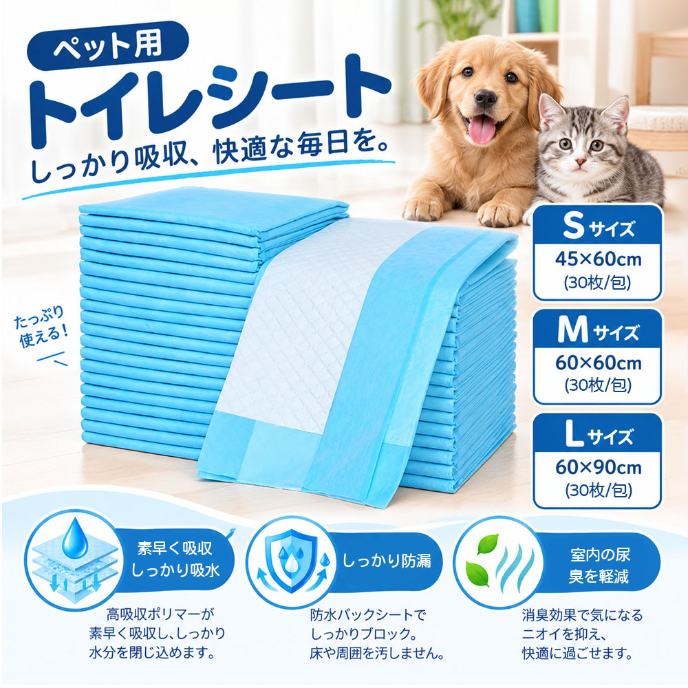 ペットシーツ 犬用 トイレシート 高吸収 素早く吸収 防漏 消臭 竹炭配合 高分子吸収材 逆戻りしにくい 使い捨て 衛生的 尿臭対策 トイレトレーニング 多頭飼い お留守番 お出かけ 旅行   CKHC-07
