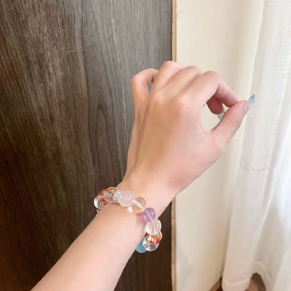 [開運 金運 仕事運 ] 天然石 ブレスレット 12MM ストロベリークォーツ 天然石ブレスレットパワース トーンブレスレッ スアクセサリー WRTA-BR-589