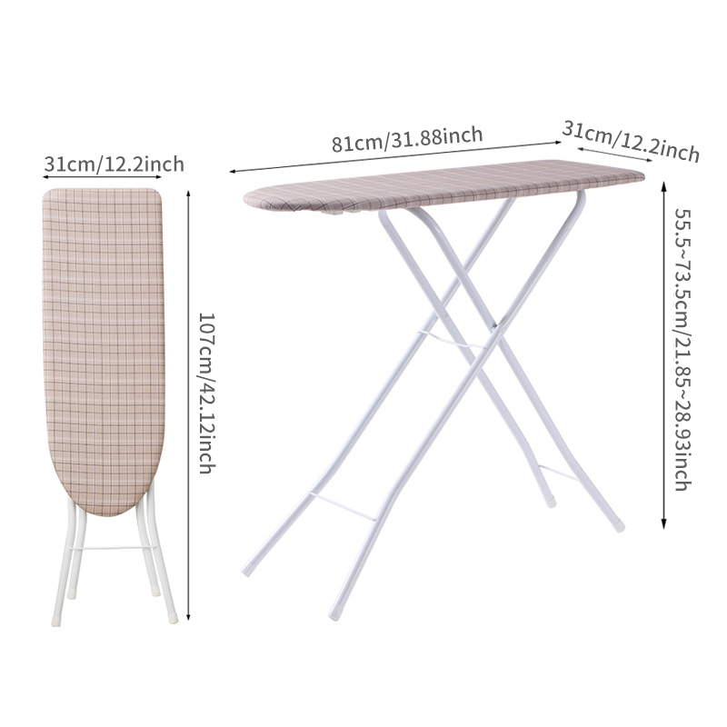 アイロン台  32インチ  スタンド式アイロン台  折り畳み式　化学繊維布  茶色の格子柄  省スペース  軽量  安定性に優れ  108751
