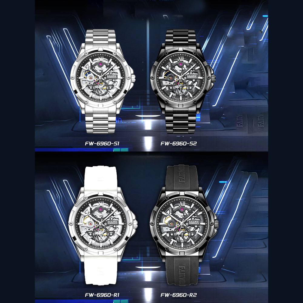 腕時計 ウォッチ 機械式 精密ギア 両面設計 メタル調 テクノロジー感 未来感あふれる 夜光加工 耐磨耗性 傷つきにくい メンズ ビジネス カジュアル オフィス・日常兼用  6960