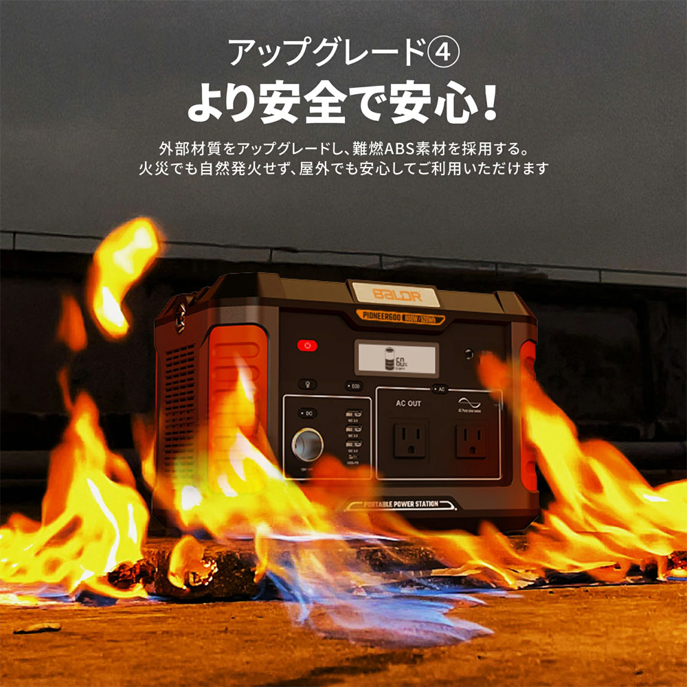 BALDR ポータブル電源 1000W 520Wh リン酸鉄リチウム電池 長寿命設計 瞬間最大2000W 純正弦波 PSE認証 AC USB PD出力 急速充電 防災用電源 キャンプ 車中泊 蓄電池   RK1001