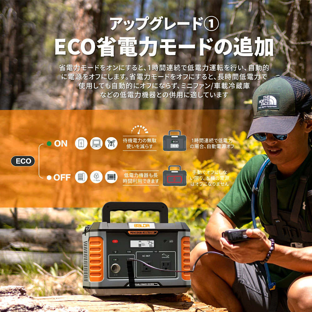 BALDR ポータブル電源 1000W 520Wh リン酸鉄リチウム電池 長寿命設計 瞬間最大2000W 純正弦波 PSE認証 AC USB PD出力 急速充電 防災用電源 キャンプ 車中泊 蓄電池   RK1001