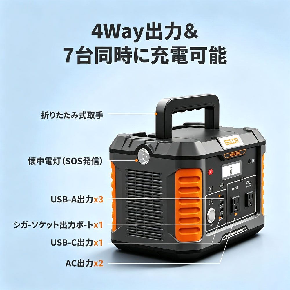 BALDR ポータブル電源 1000W 大容量538Wh リン酸鉄バッテリー 長寿命設計 純正弦波 PSE認証 瞬間最大2000W AC1000W出力 USB PD対応 急速充電 防災電源 アウトドア 車中泊 節電対策  RK1002