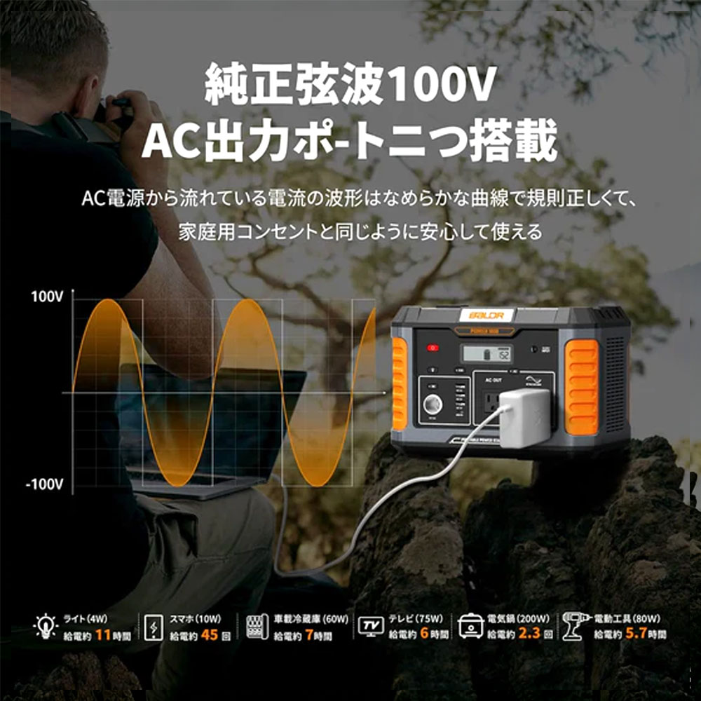 BALDR ポータブル電源 1000W 大容量538Wh リン酸鉄バッテリー 長寿命設計 純正弦波 PSE認証 瞬間最大2000W AC1000W出力 USB PD対応 急速充電 防災電源 アウトドア 車中泊 節電対策  RK1002