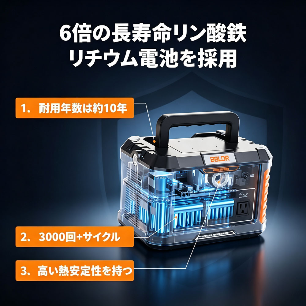 BALDR ポータブル電源 1000W 大容量538Wh リン酸鉄バッテリー 長寿命設計 純正弦波 PSE認証 瞬間最大2000W AC1000W出力 USB PD対応 急速充電 防災電源 アウトドア 車中泊 節電対策  RK1002