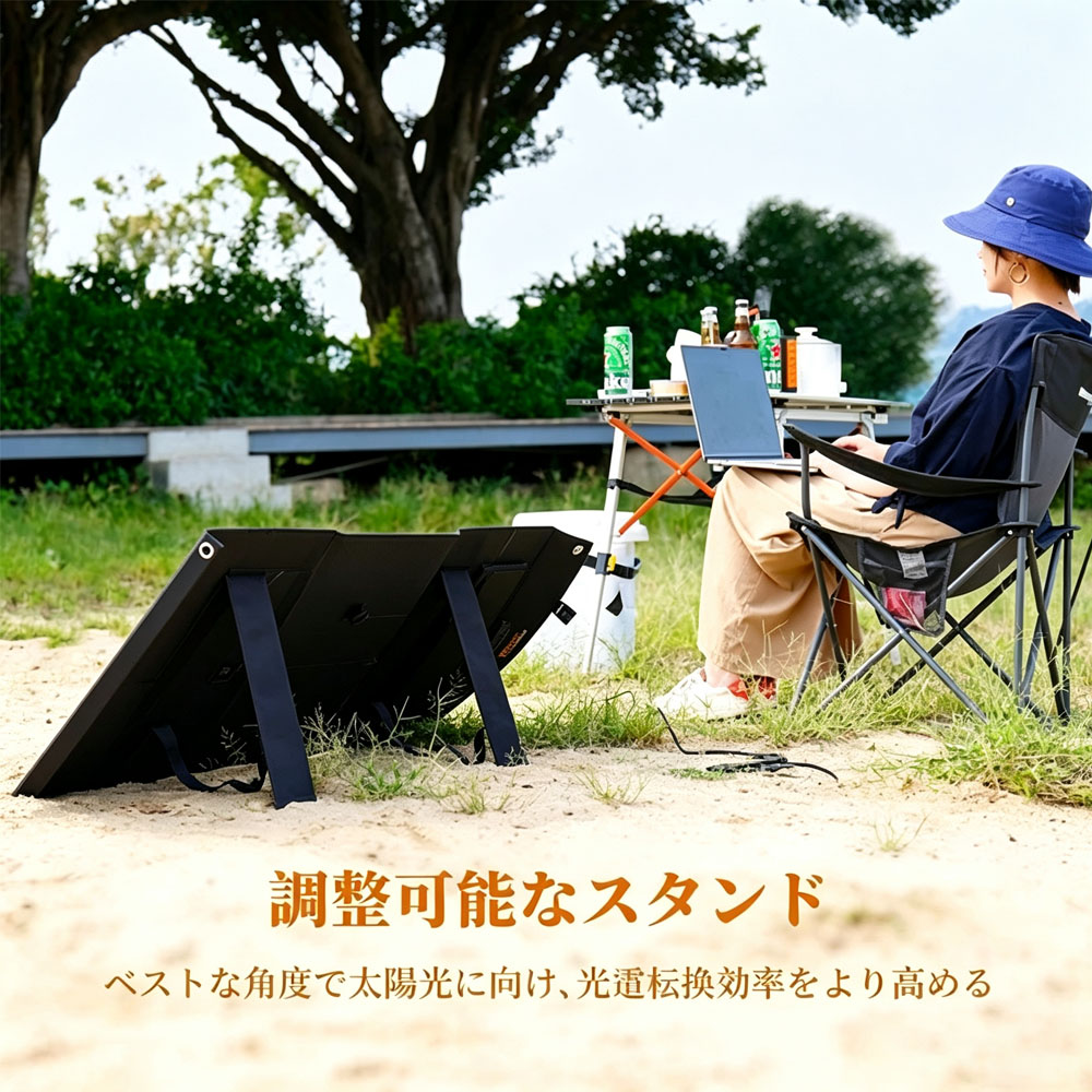 BALDR ソーラーパネル 60W ソーラーチャージャー ポータブルソーラーパネル 折りたたみ式 USB充電 スマホ タブレット ポータブル電源 太陽光発電 防災 停電対策 地震対策 節電グッズ 車中泊 キャンプ アウトドア 災害対策   RK1005-1