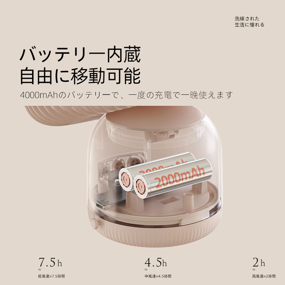  3WAY扇風機  卓上/吊り/壁掛け ファン 卓上 壁掛け USB 充電式 小型 ライト ミニ 手持ち 携帯 静音 コードレス ミニ扇風機 首振り    回転 風量3段階   DSHJ-S-2118A-JP