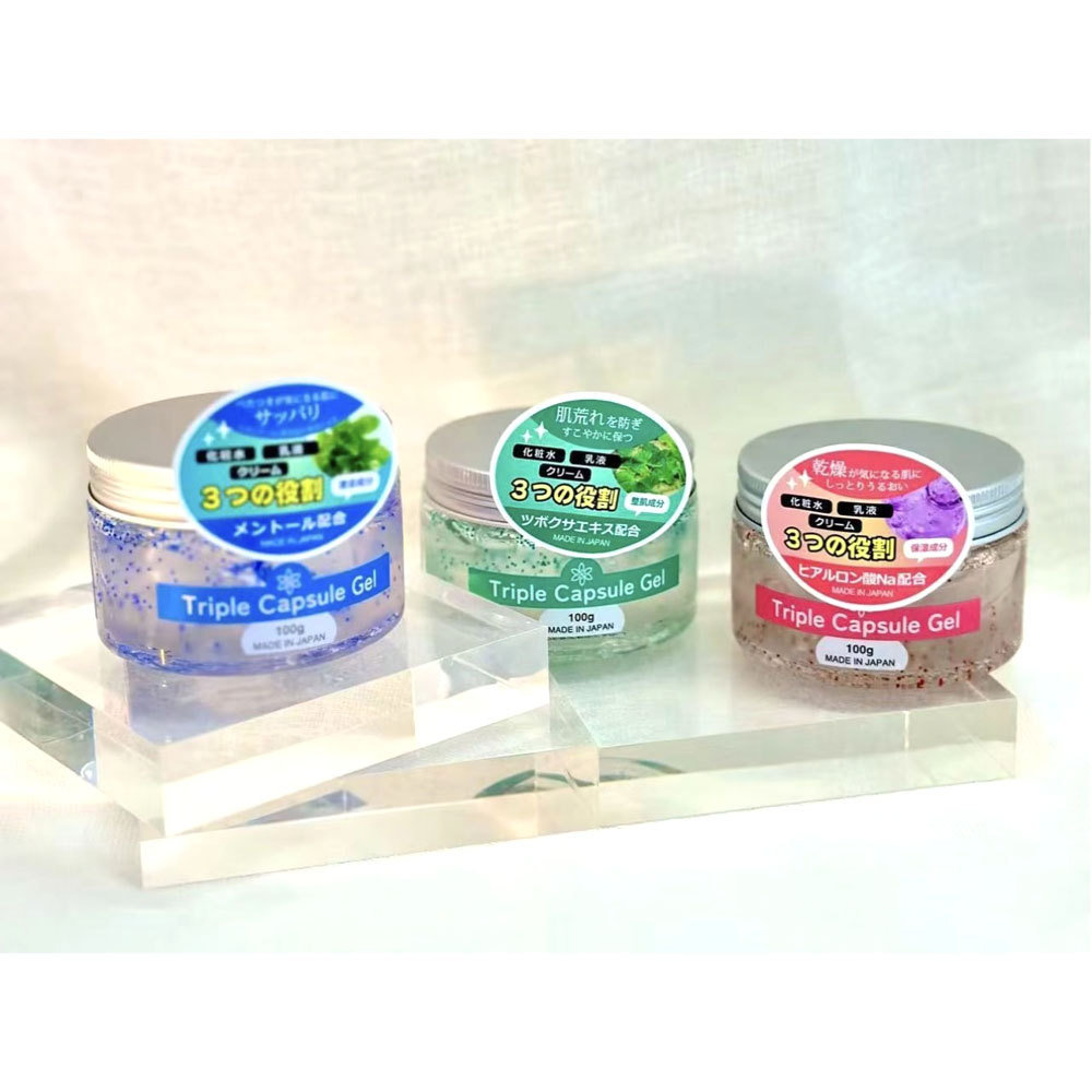 トリプルカプセルジェル 100g 3in1ジェル 化粧水 乳液 クリーム カプセルジェル 日本製 保湿 うるおい 肌を整える 美容力 肌荒れを防ぐ ツボクサエキス配合 ヒアルロン酸Na配合 朝の時短ケア 夜の簡単ケア スキンケア オールインワン 乾燥肌 旅行 出張 お風呂上がり  Ciel-5-A