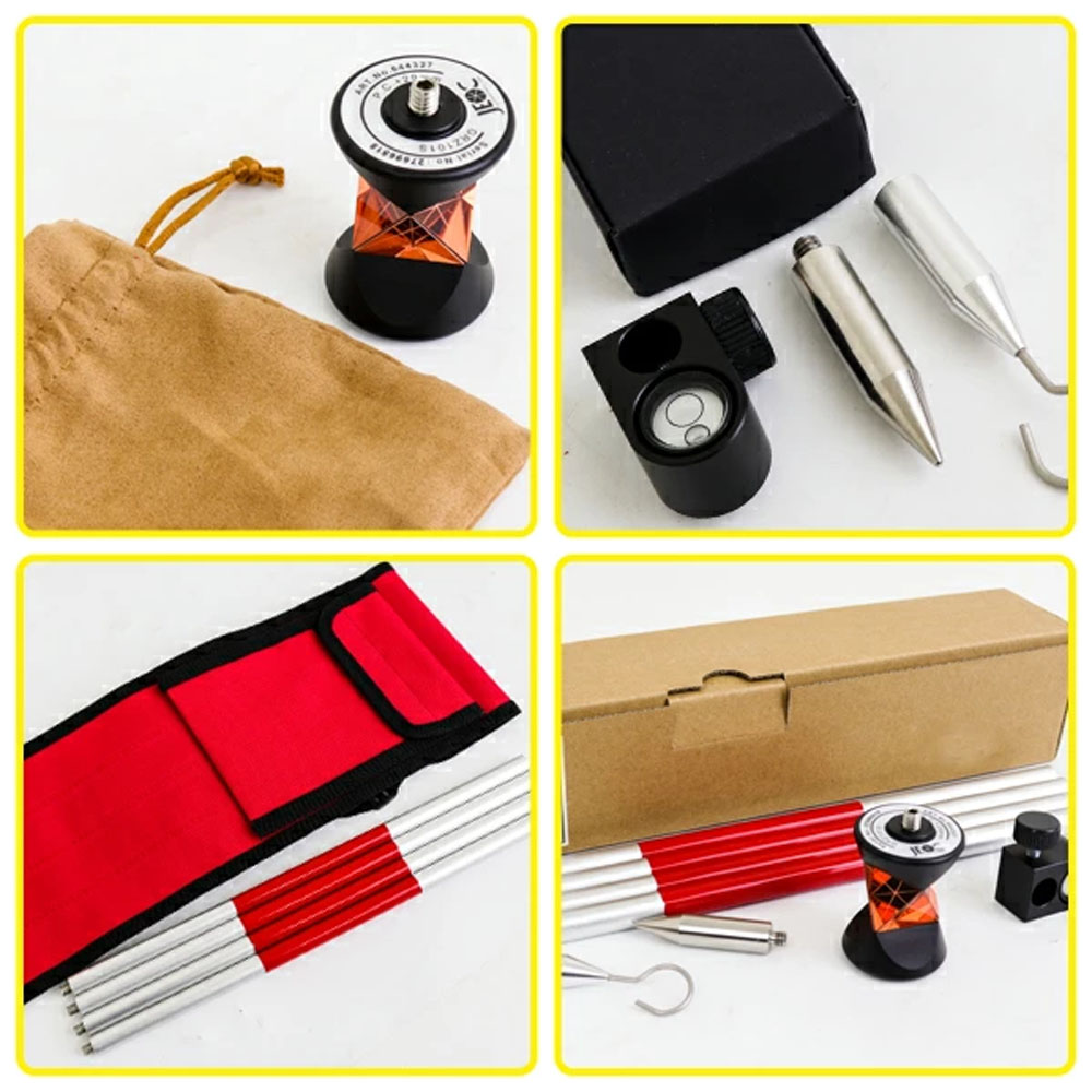 ミニプリズム360°ピンポールセット 測量機器 / キャリーバッグ付属 反射プリズム レーザー ターゲット Leica GRZ101同等品   N0621380