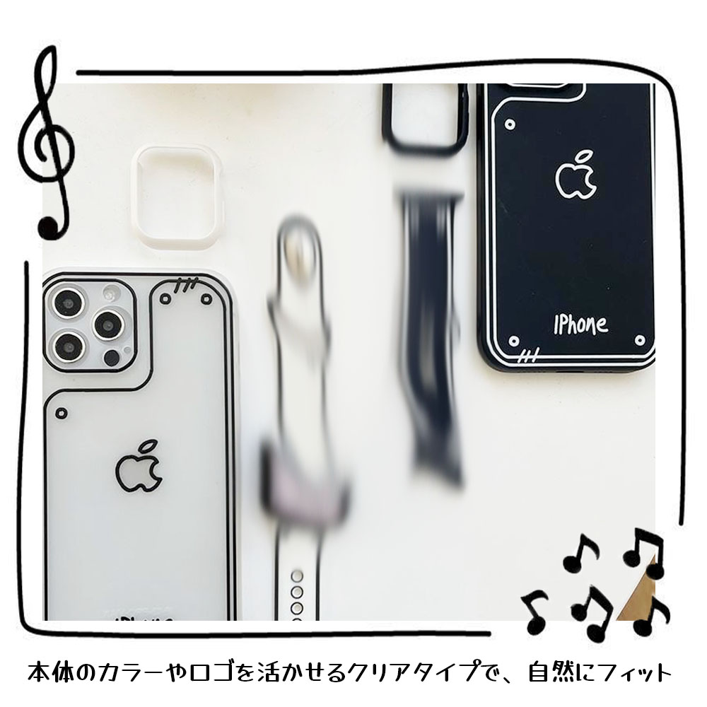 【iPhone対応】手書き風イラスト クリアスマホケース アクリル素材 耐衝撃 シンプル かわいいデザイン 新作 iPhone各種対応  5626-6