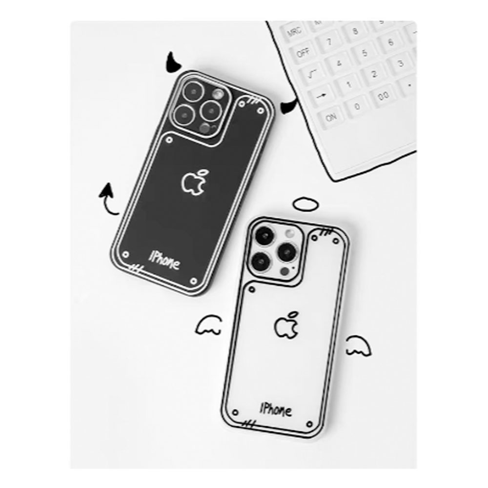 【iPhone対応】手書き風イラスト クリアスマホケース アクリル素材 耐衝撃 シンプル かわいいデザイン 新作 iPhone各種対応  5626-6