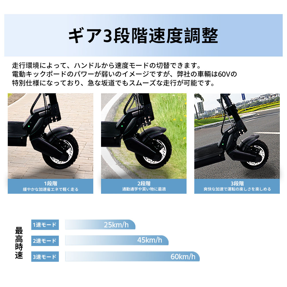 电动滑板车 折叠 最高速度约60km/h 15度坡登 3档速度调整 后部反光器 防水 公路行驶可能 通勤 通学 购物   K24