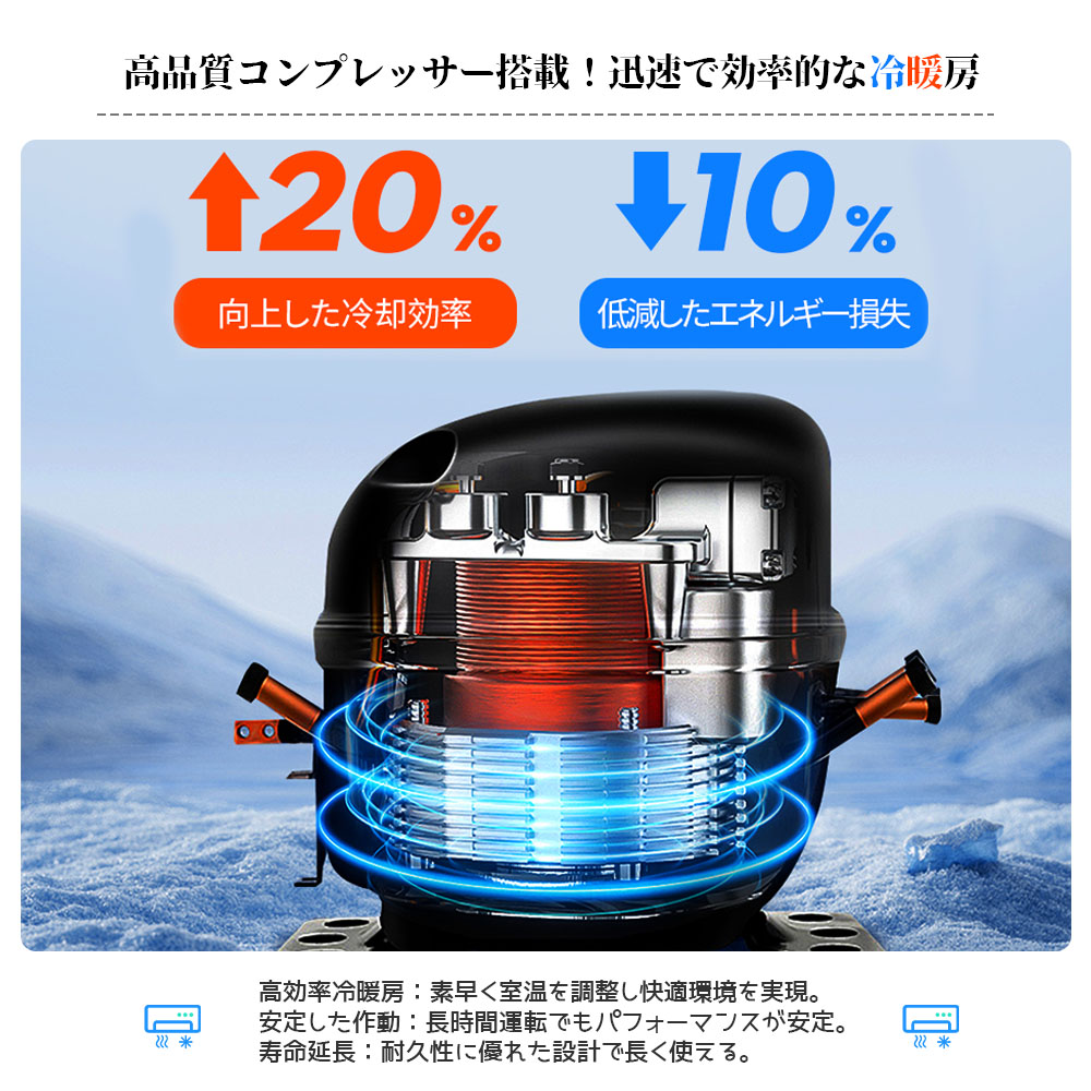 小型エアコン 高効率 操作簡単 リモコン付き タイマー設定可能 雰囲気ライト搭载 持ち運び可 冷房 除湿 暖房 オールシーズン キャンプ 部屋 家庭 アウトドア  ZSZ